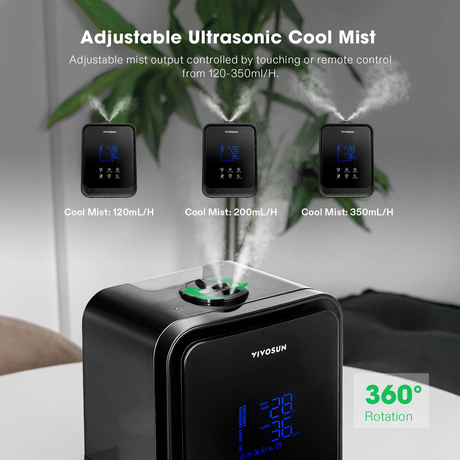 VIVOSUN Air Humidifier 4.5L 2-in-1 Cool & Warm Mist Humidifier, Indoor Ultrasonic Humidifier with Essential Oil Box & Remote Control for Bedrooms, Offices, Plants, Babies, Dryness, and Skincare