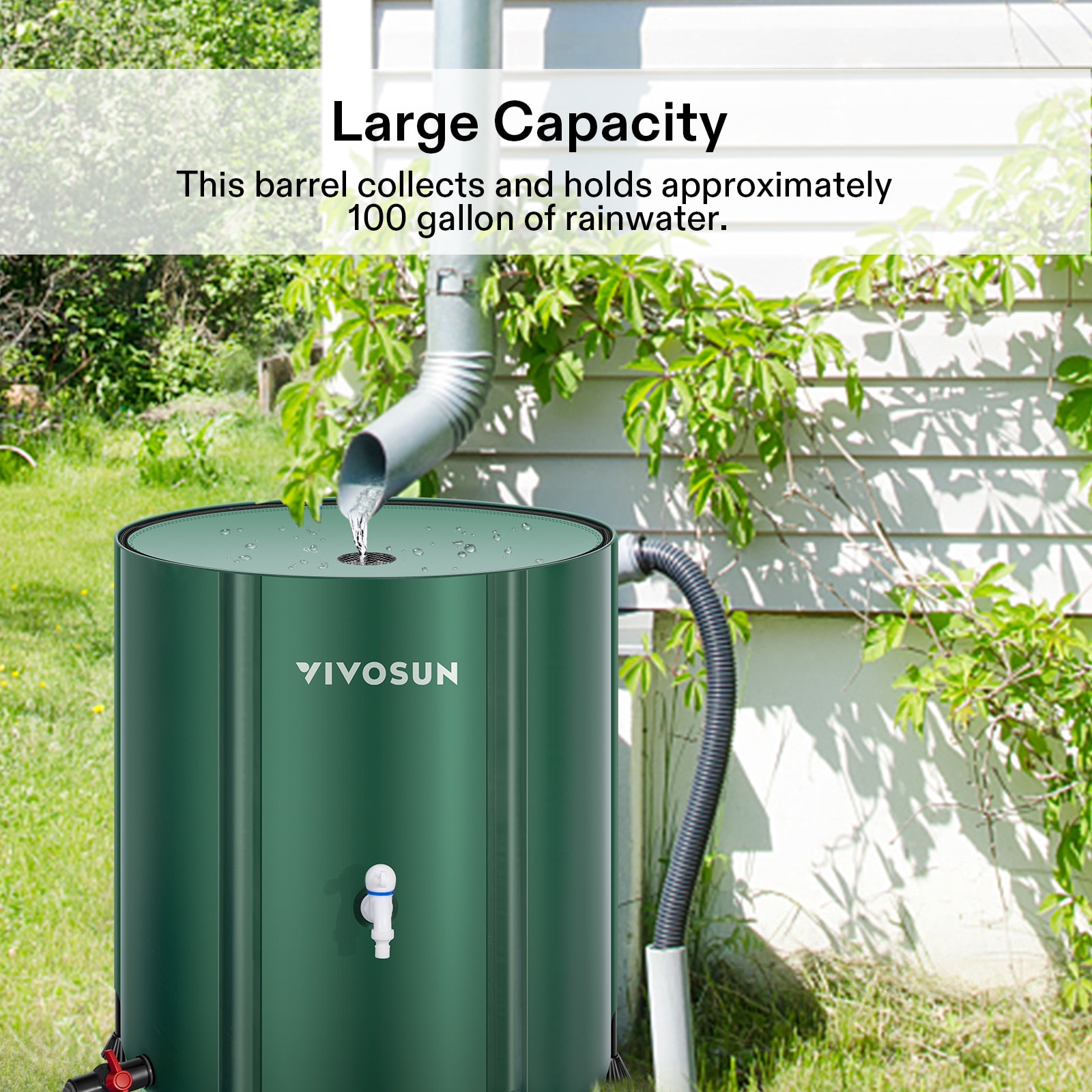 Collapsible Rain Barrel, 132 Gallon, Green