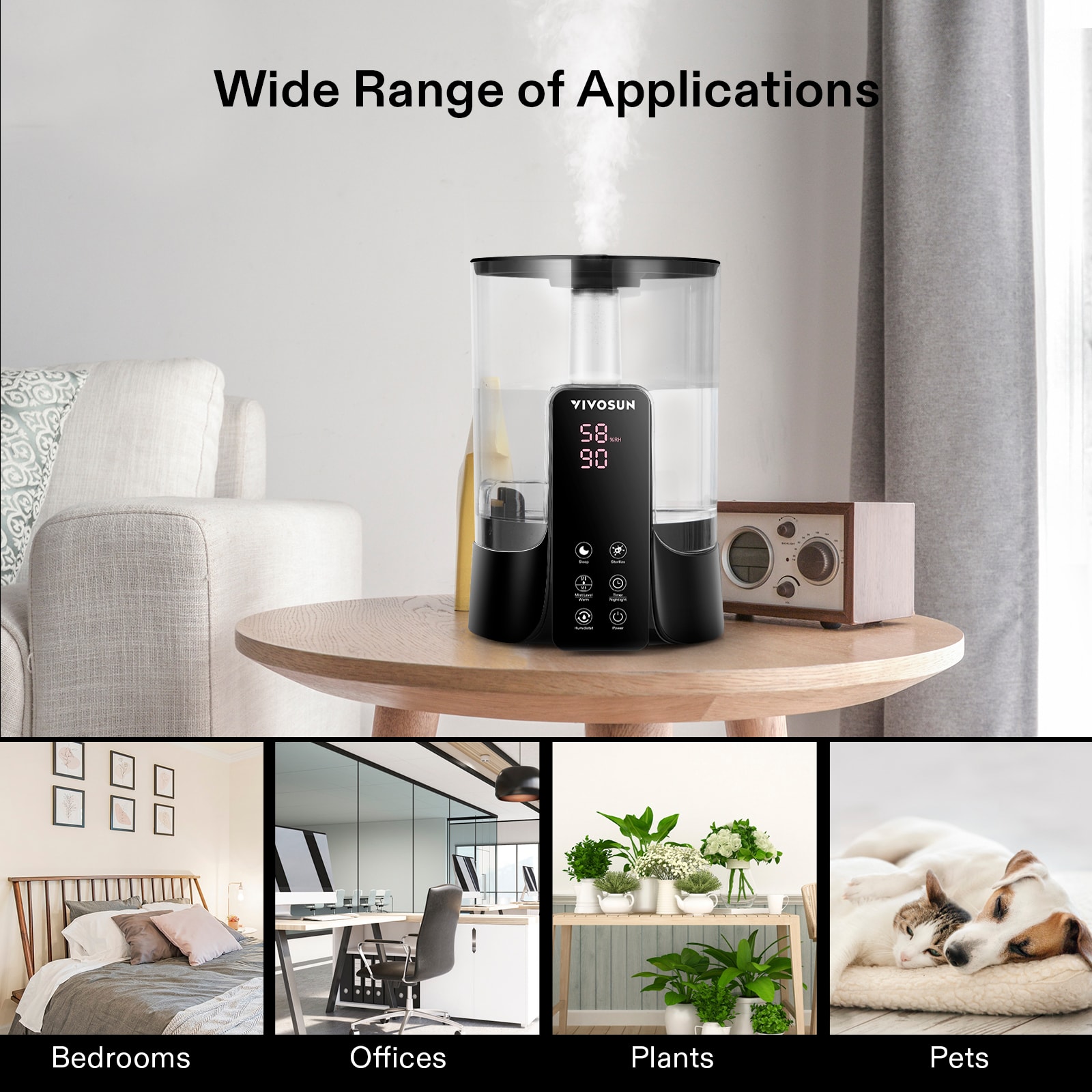 VIVOSUN 6L Cool & Warm Mist Humidifier