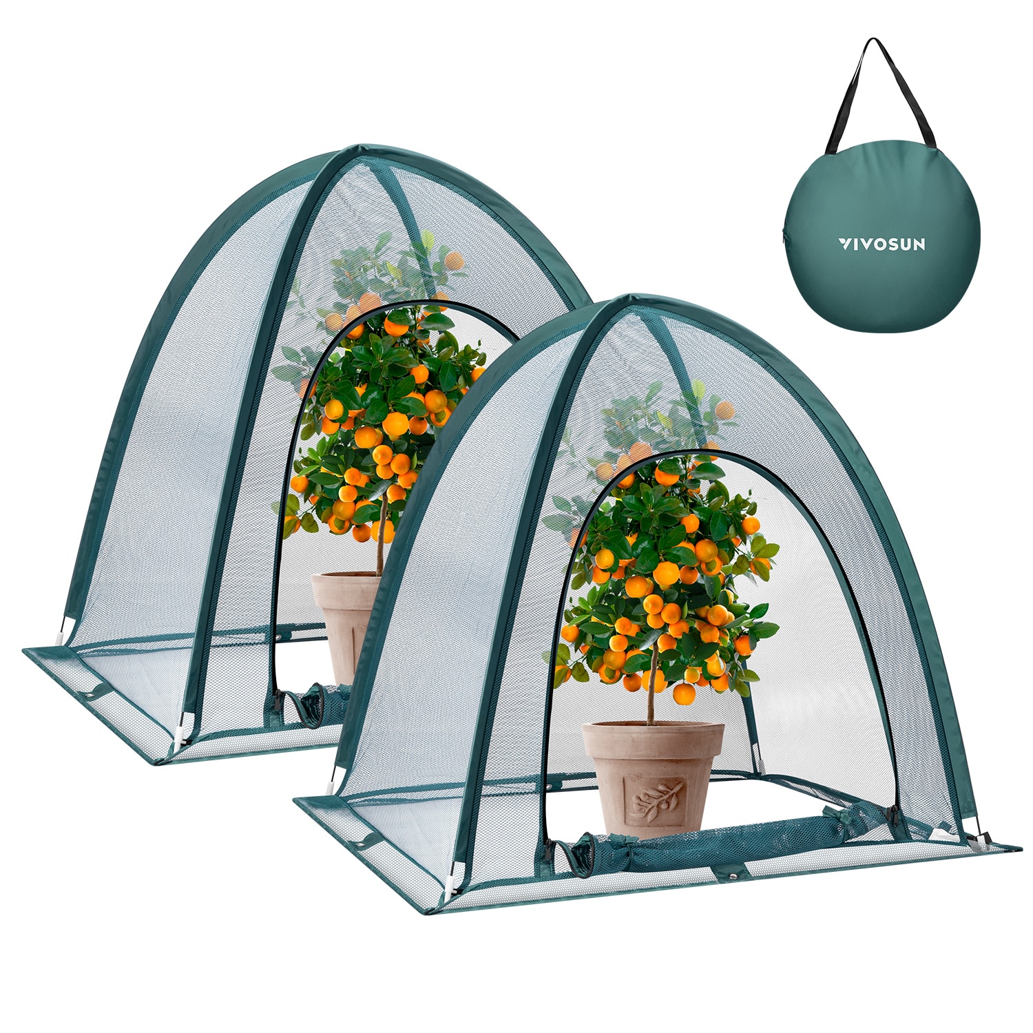 Garden Netting Cover, 28 x 28 x 32 Inch with Zip Entry, 2-Pack, Green