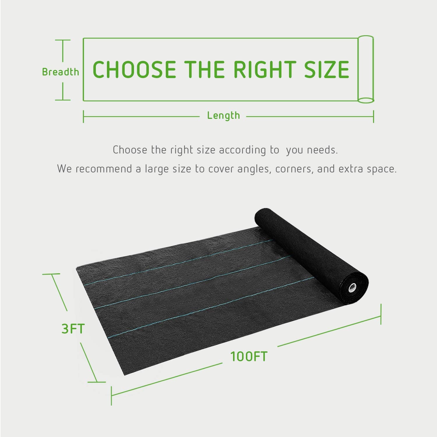 5.8oz Barrier Landscape Fabric 3 x 100 Ft, Heavy Duty Garden Cloth Felt for Flower Bed, Patio, Orchard, and Playground