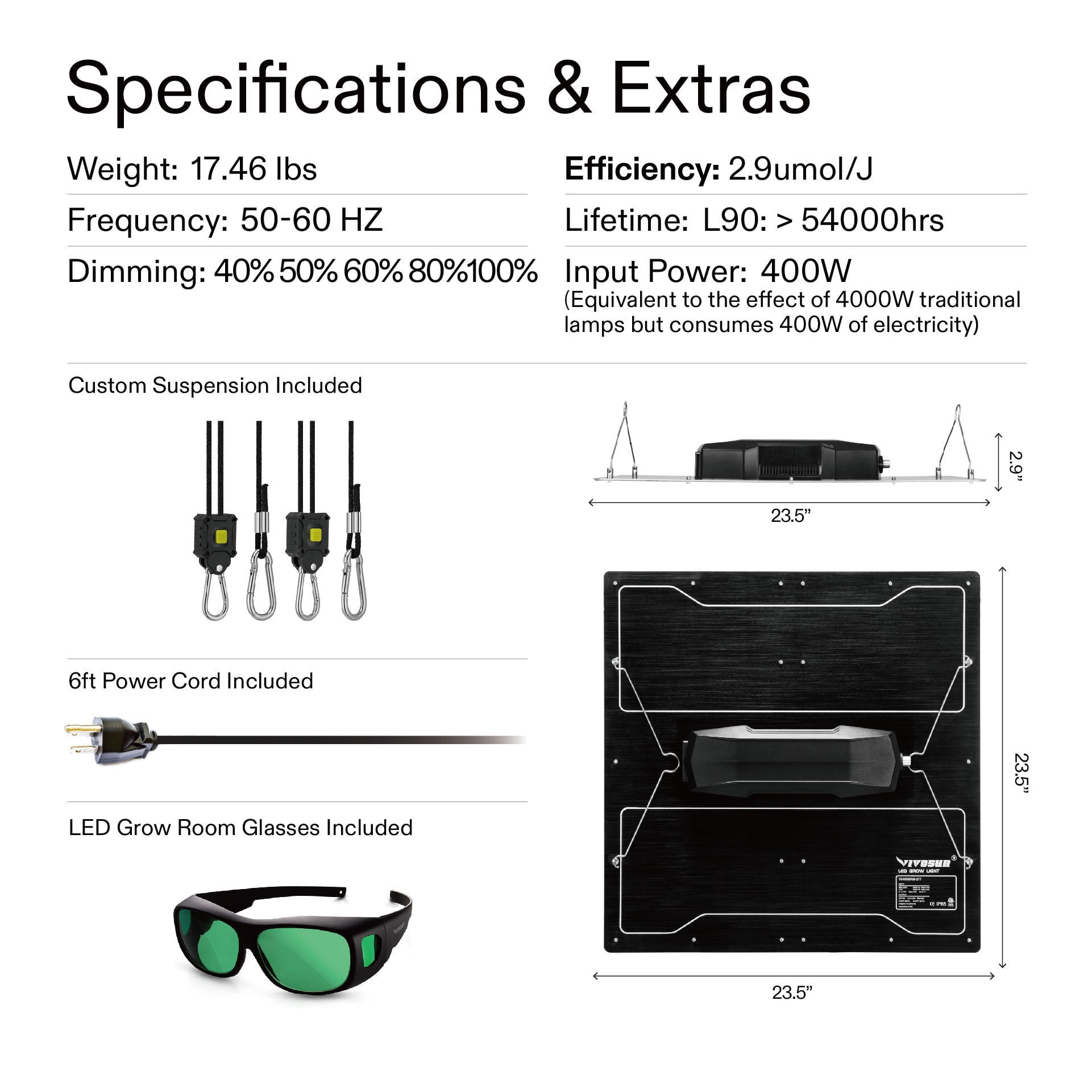 VIVOSUN GIY 8 x 4 ft. Complete Grow Kit with 2x VS4000 LED Grow Light, 96" x 48" x 80"