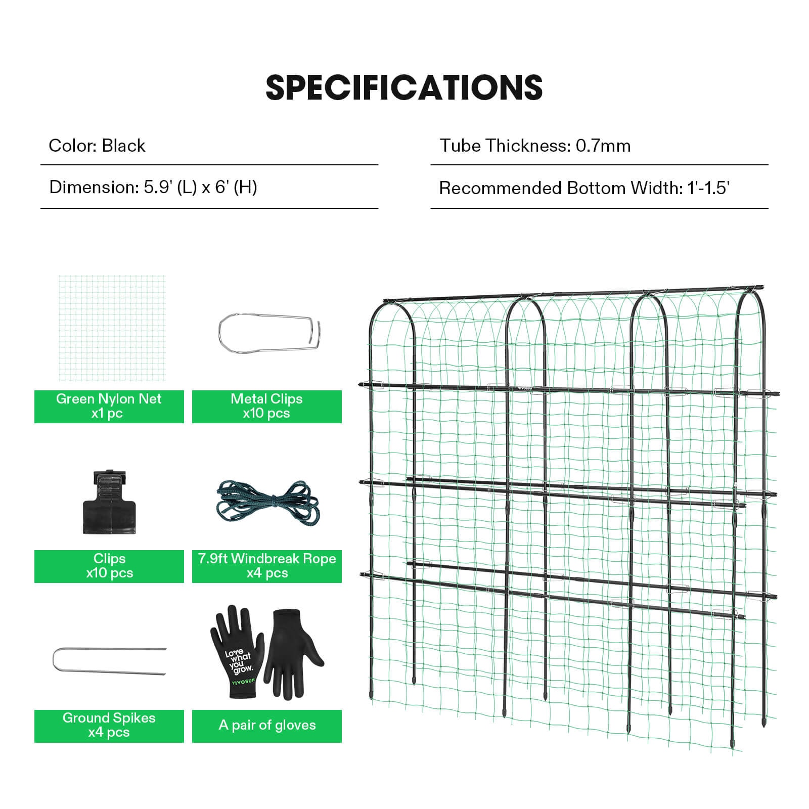 Arch Trellis for Climbing Plants, 7Ft., Black