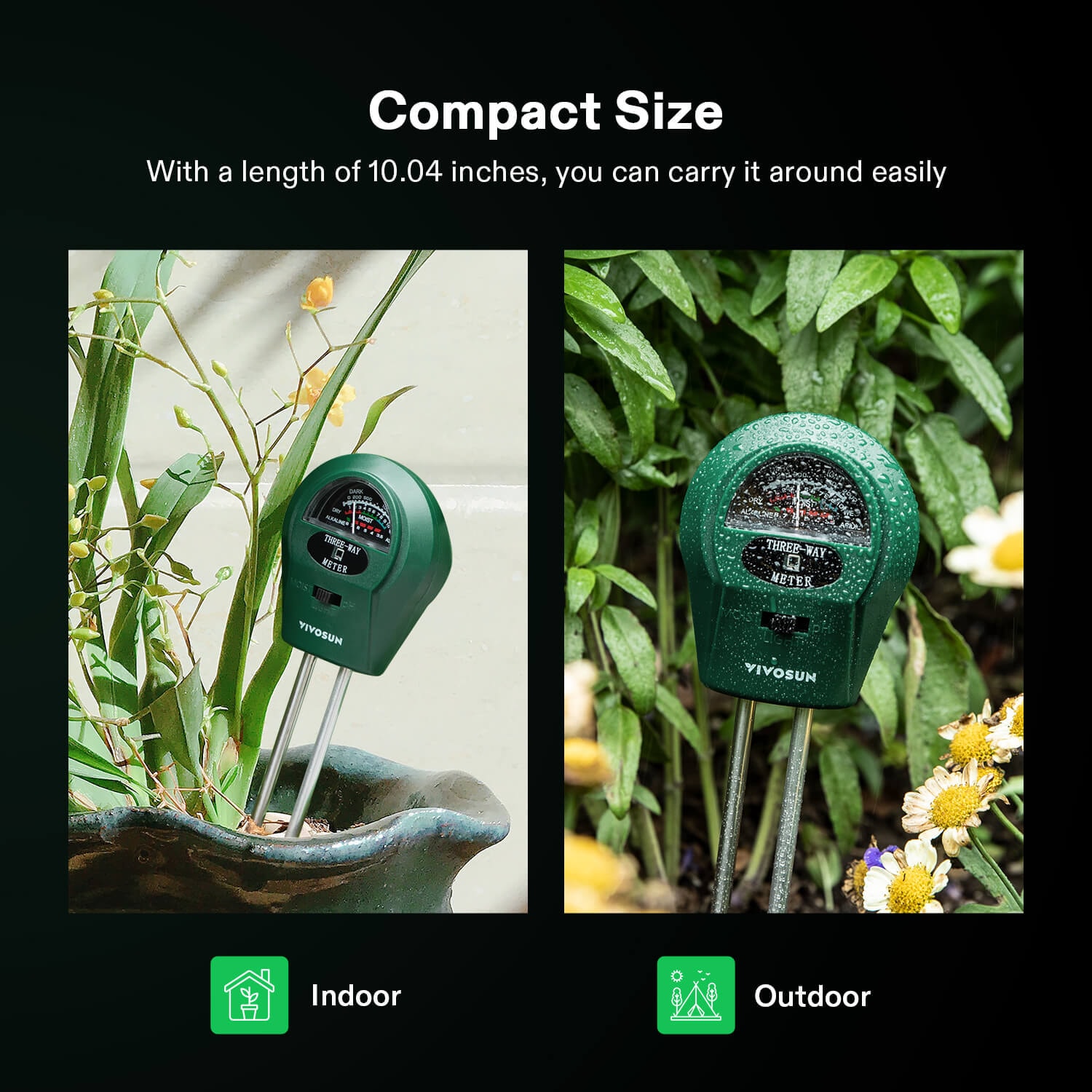 3-in-1 Soil Tester, Plant Moisture, Light & PH Tester