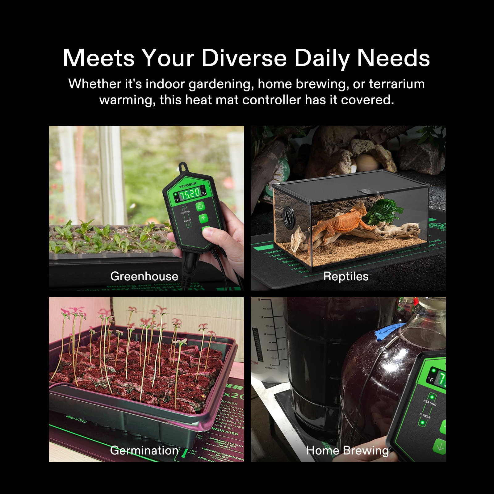 VIVOSUN Digital Heat Mat Thermostat Temperature Controller 40–108 ?F for Seedlings, Germination, Rooting, Fermentation and Reptiles