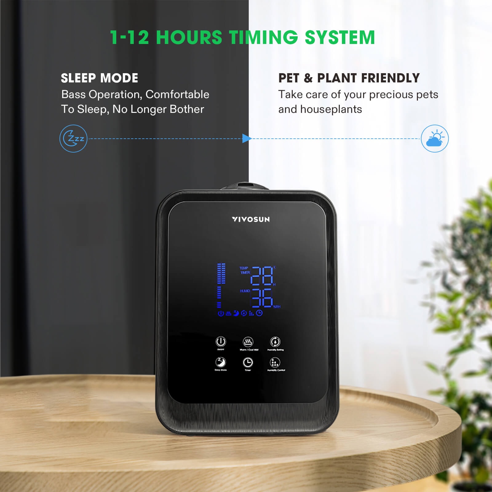 VIVOSUN Air Humidifier 4.5L 2-in-1 Cool & Warm Mist Humidifier, Indoor Ultrasonic Humidifier with Essential Oil Box & Remote Control for Bedrooms, Offices, Plants, Babies, Dryness, and Skincare