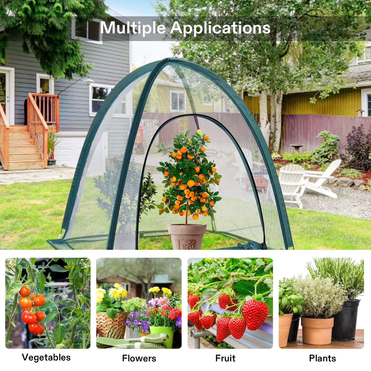 Garden Netting Cover, 28 x 28 x 32 Inch with Zip Entry, 2-Pack, Green