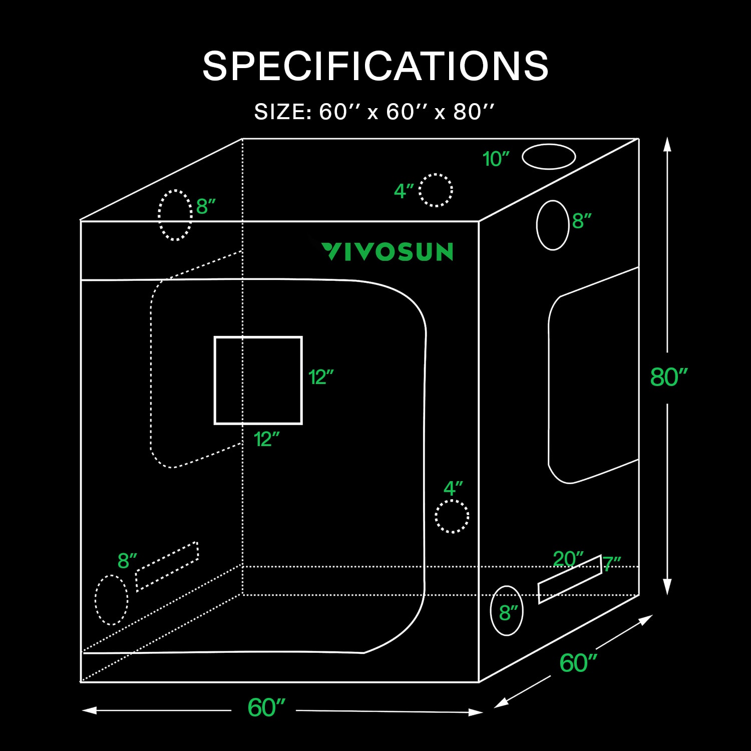 VIVOSUN Standard 5x5 Grow Tent, Advanced Hydroponic Indoor Tent 60" x 60" x 80"