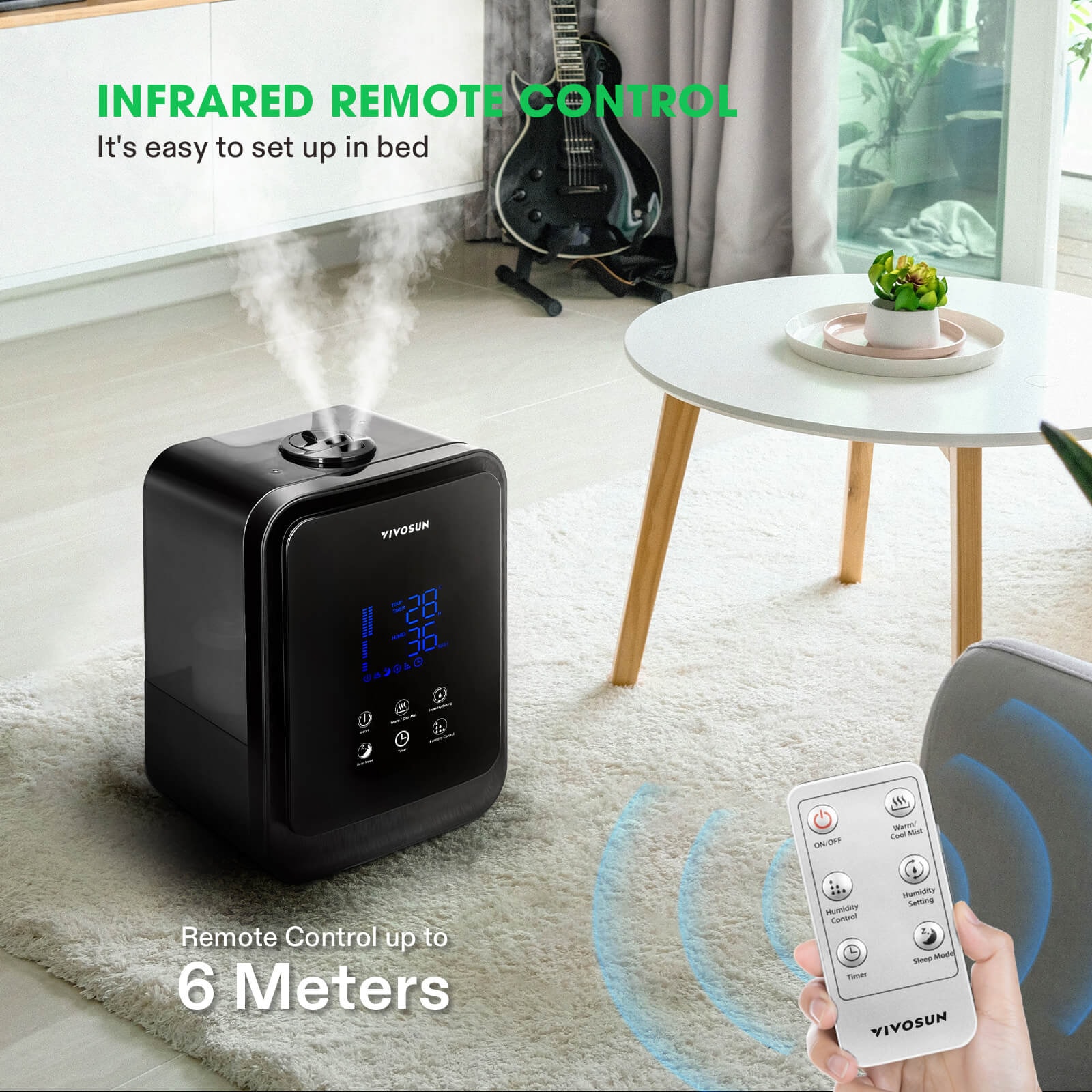 VIVOSUN Air Humidifier 4.5L 2-in-1 Cool & Warm Mist Humidifier, Indoor Ultrasonic Humidifier with Essential Oil Box & Remote Control for Bedrooms, Offices, Plants, Babies, Dryness, and Skincare