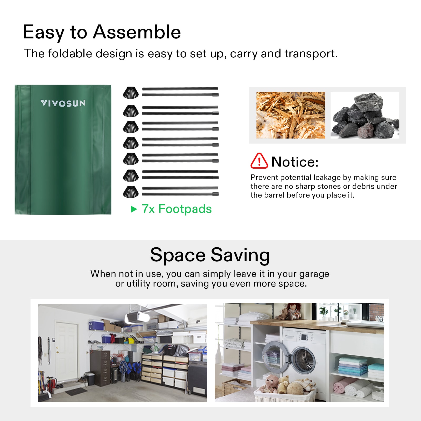 Collapsible Rain Barrel, 132 Gallon, Green