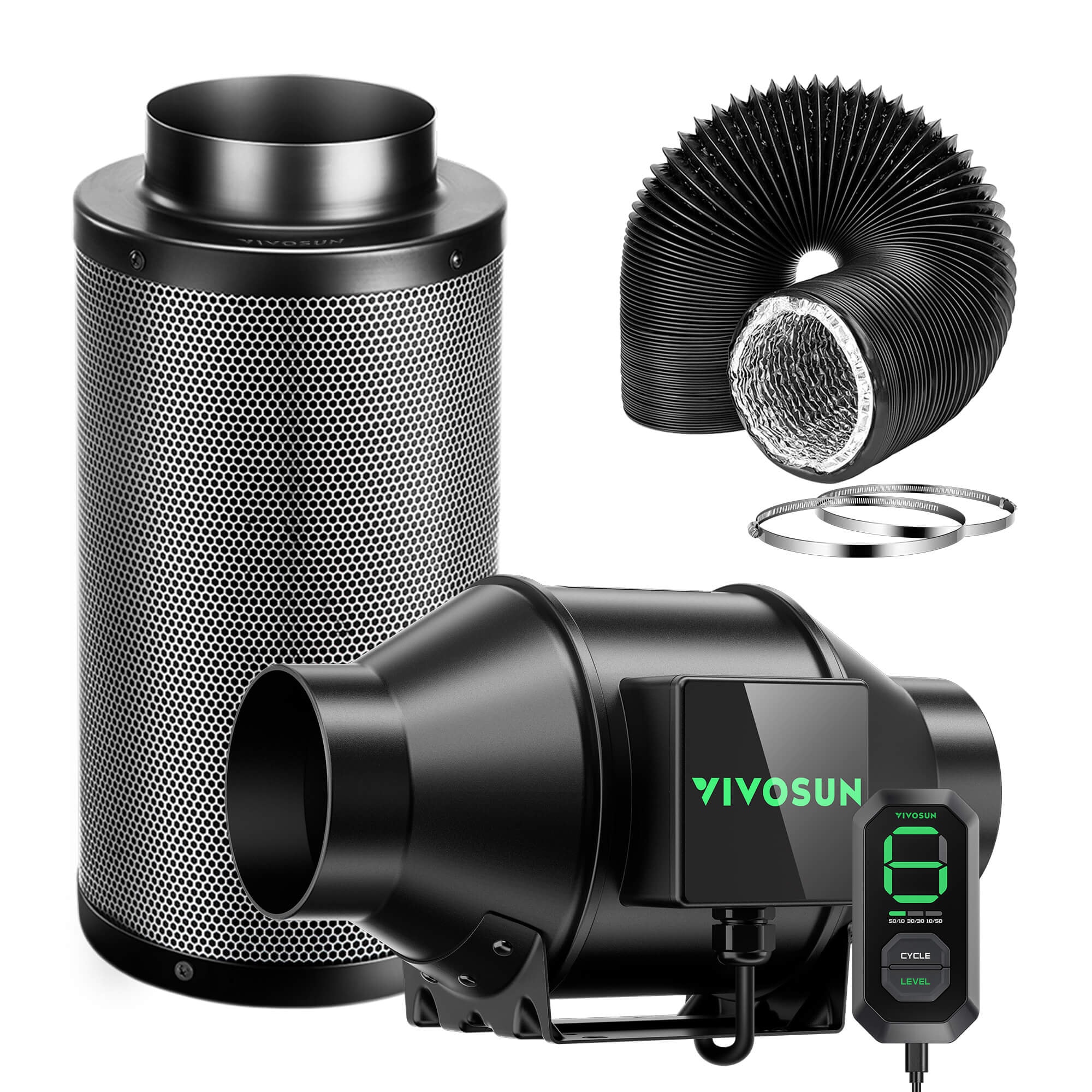 AeroZesh G4 Inline Duct Fan Combo w/ GrowHub E42A Controller for Heating Cooling Booster, Grow Tents