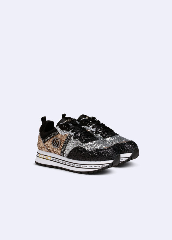 Sneakers platform con glitter