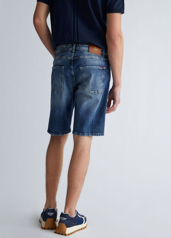 Bermuda jeans uomo con strappi
