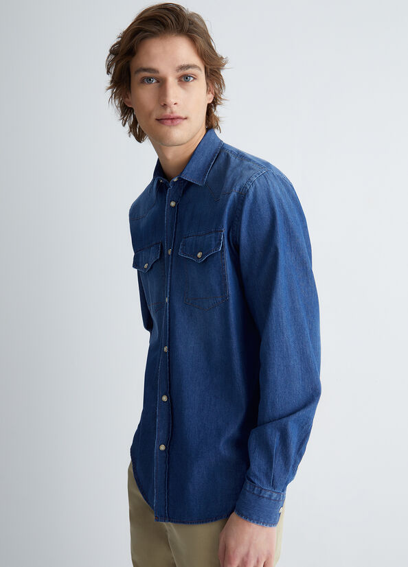 Camicia jeans uomo scura