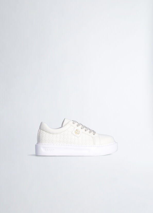 Sneakers platform con lacci in lurex®