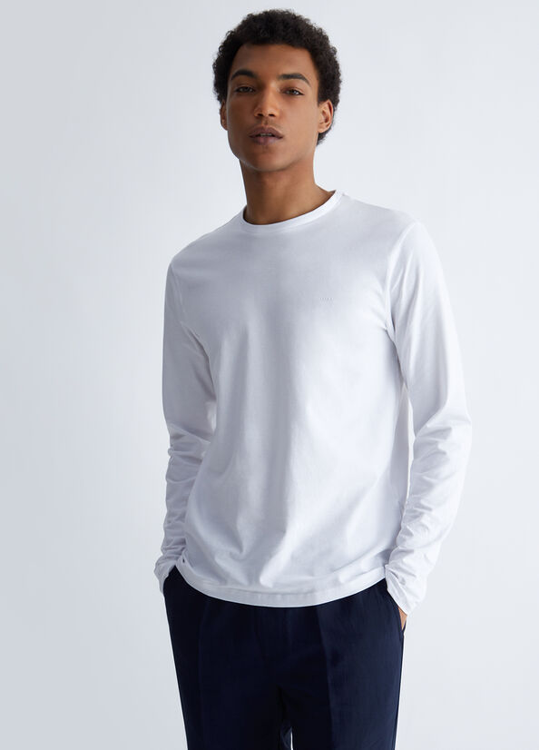 T-shirt bianca maniche lunghe