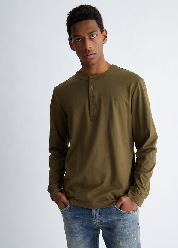 T-shirt serafino in misto seta