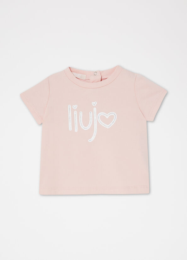 T-shirt in jersey con logo