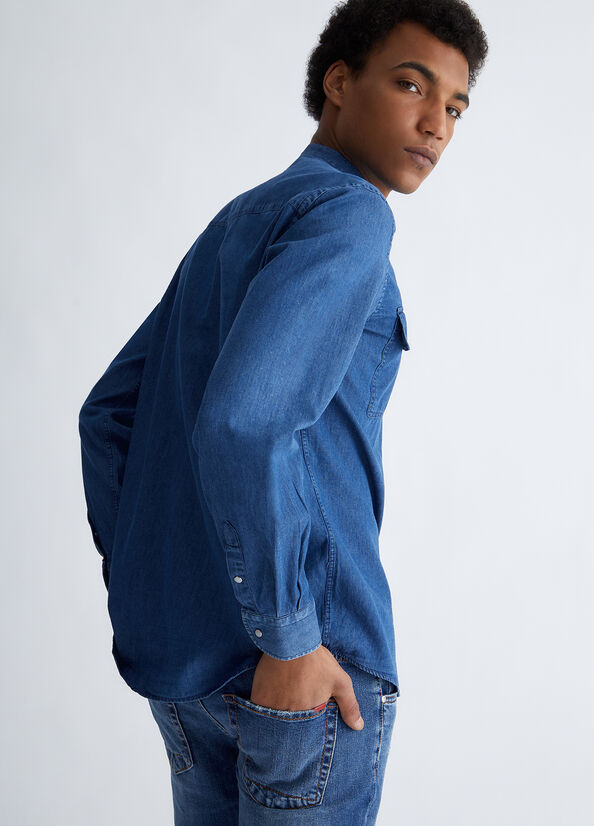 Camicia jeans uomo coreana