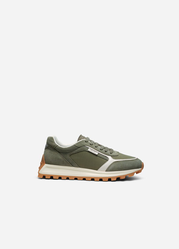 Sneakers blu in suede e mesh