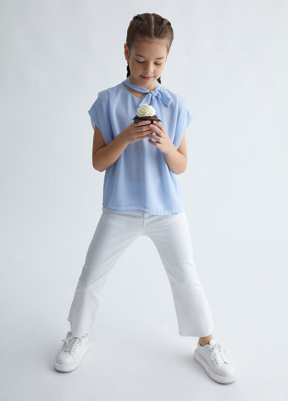 Pantaloni cropped in gabardina