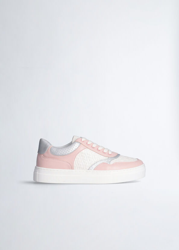 Sneakers rosa con stampa monogram