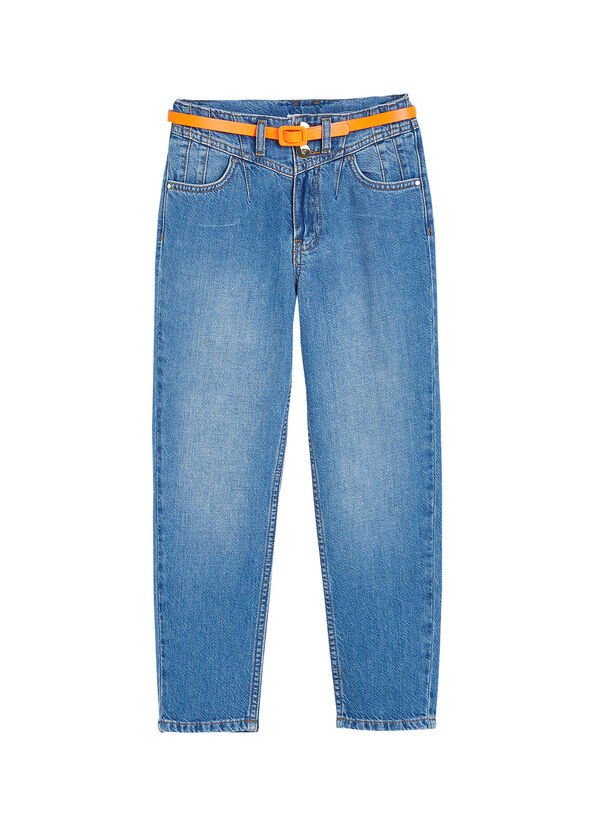 Jeans mom fit con strass