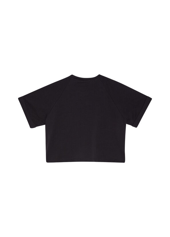 T-shirt con stampa e applicazioni