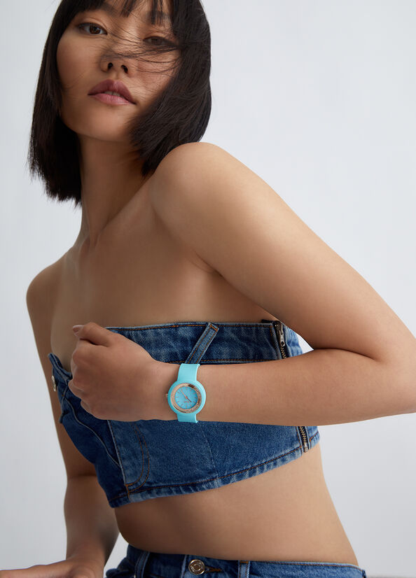 Orologio azzurro in silicone