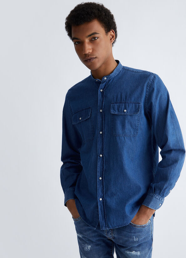 Camicia jeans uomo coreana
