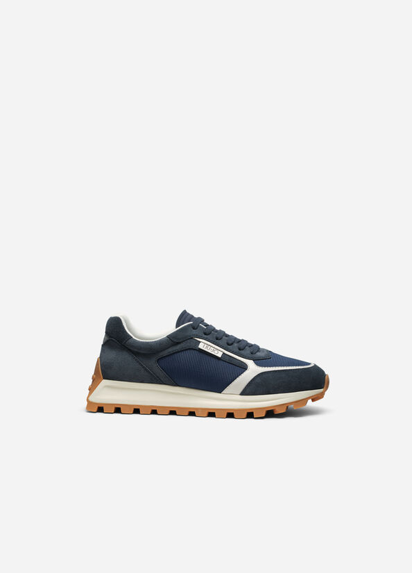 Sneakers blu in suede e mesh