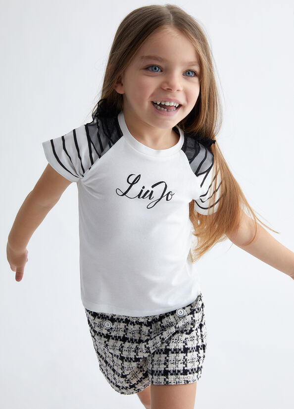 T-shirt in jersey con logo