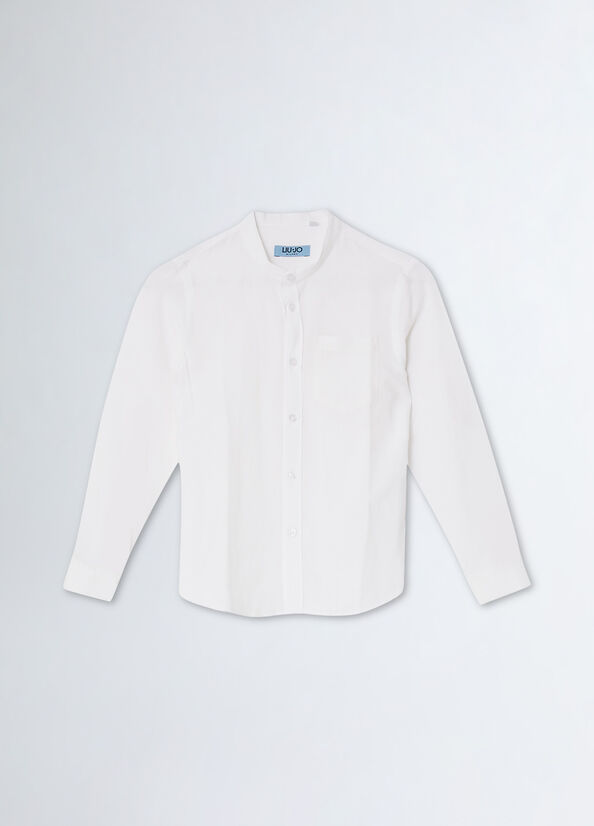 Camicia coreana in misto lino