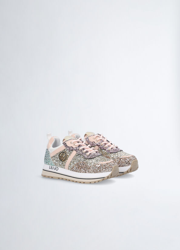 Sneakers platform in glitter