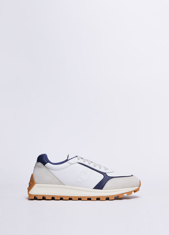 Sneakers blu in pelle e suede