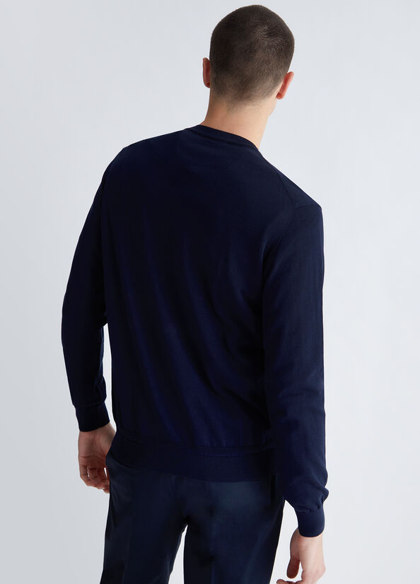 Maglia blu con scollo a V