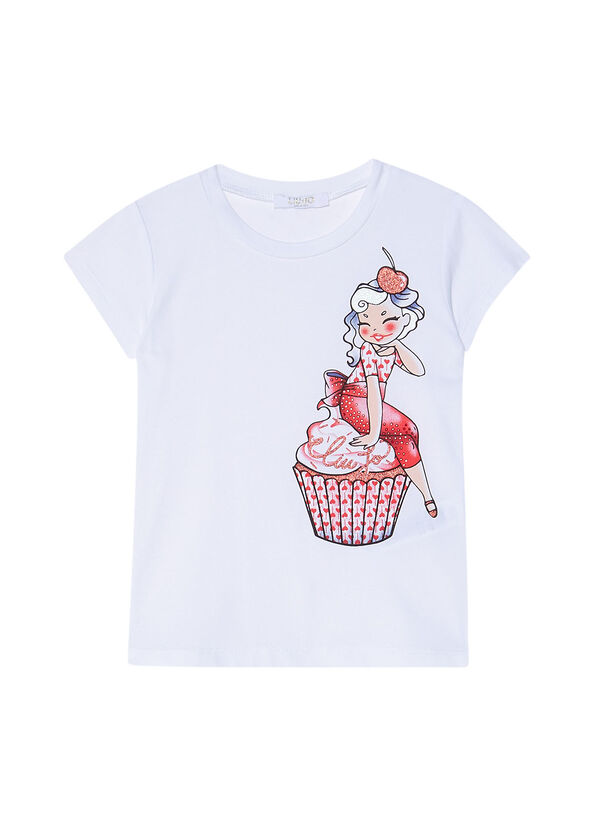 T-shirt con stampa glitter
