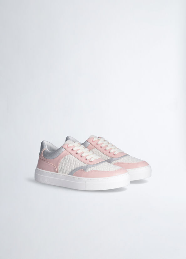 Sneakers rosa con stampa monogram