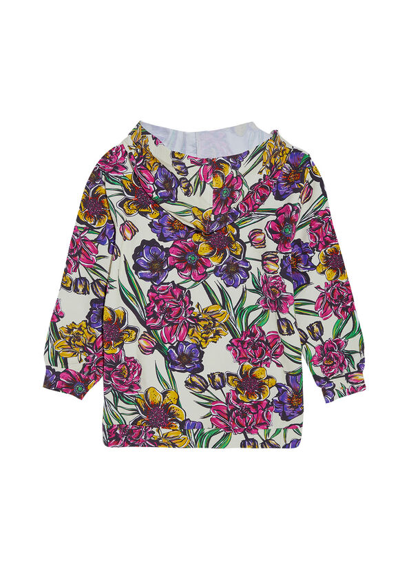 Felpa chiusa con stampa fiori
