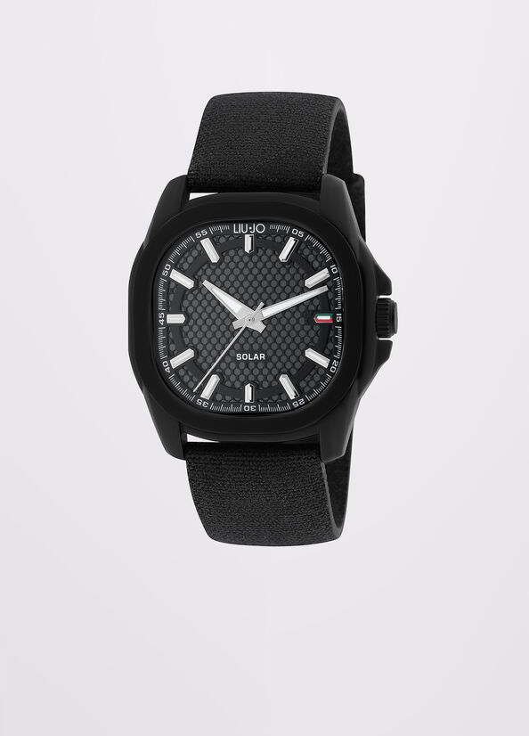 Orologio con cinturino in denim