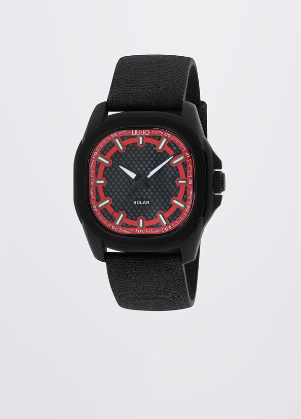 Orologio con cinturino in denim