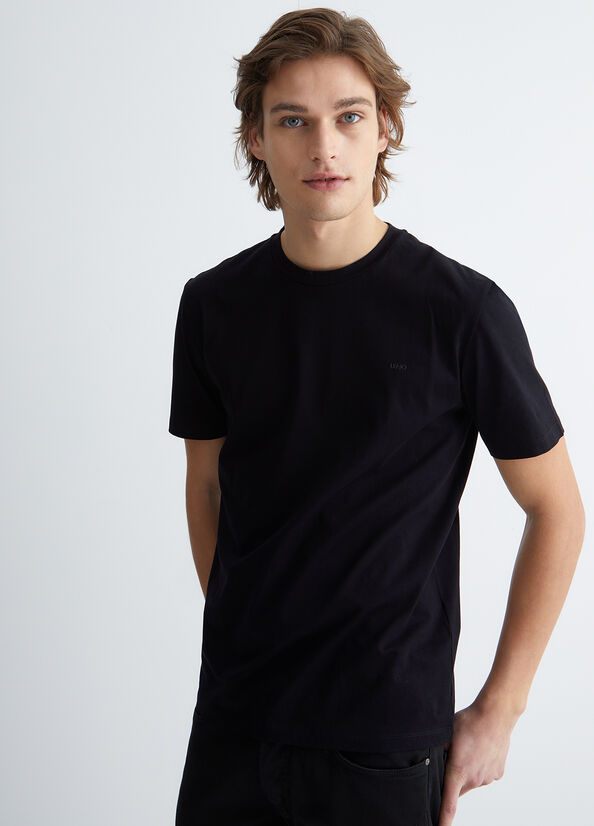 T-shirt uomo nera con logo