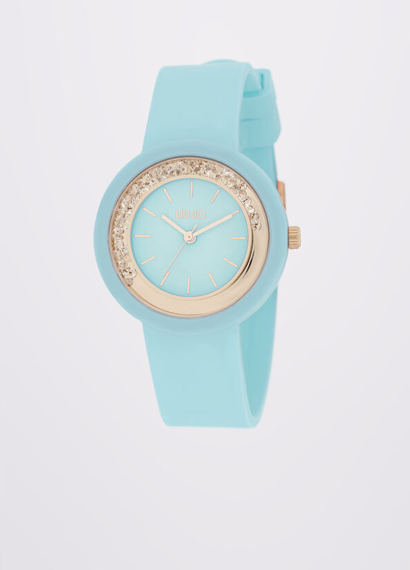 Orologio azzurro in silicone