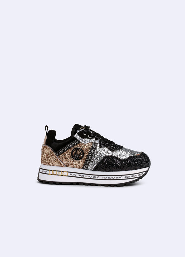 Sneakers platform con glitter