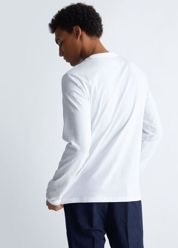 T-shirt bianca maniche lunghe