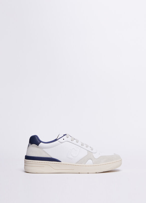 Sneakers blu in pelle e suede
