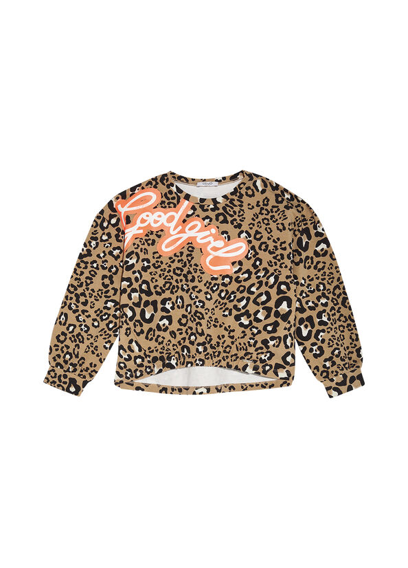 Felpa con stampa animalier