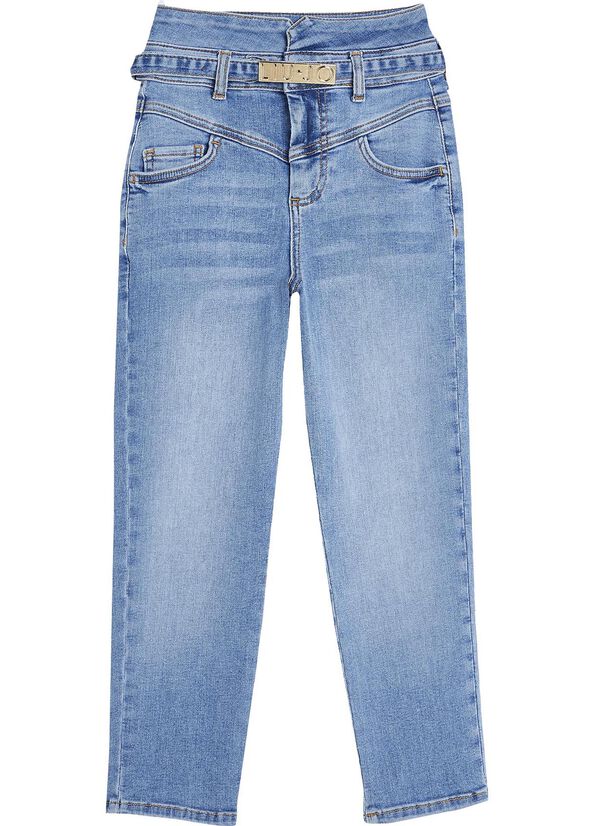 Jeans vita alta con cintura