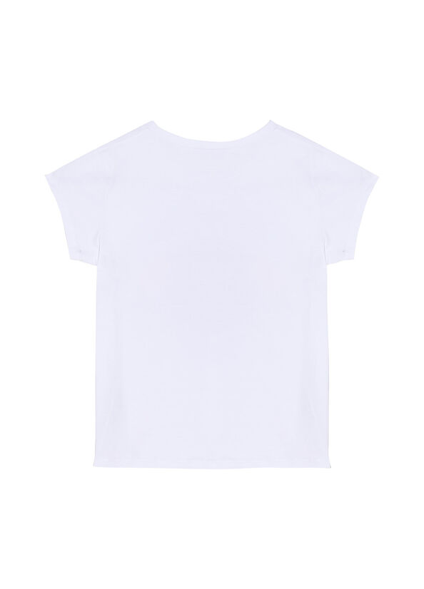 T-shirt con stampa e applicazioni