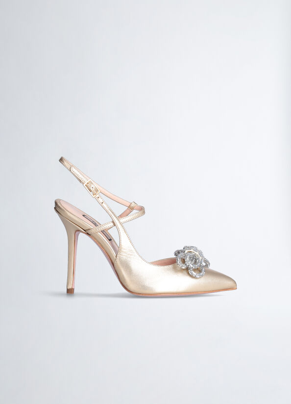 Sling back con fiocco gioiello